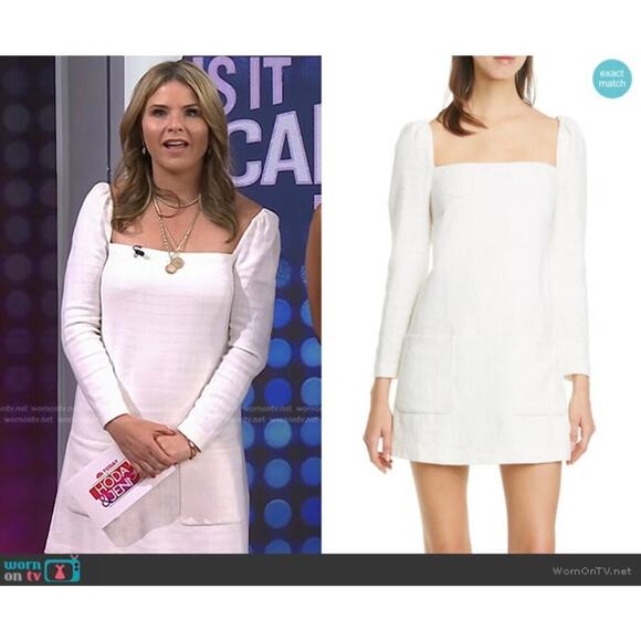 Veronica Beard Alona Tweed Mini Dress Ivory/White Size 2 Puff Sleeve Square Neck - Picture 8 of 8